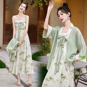 现货！！2024夏季新款新中式民族风连衣裙两件套裙子图片