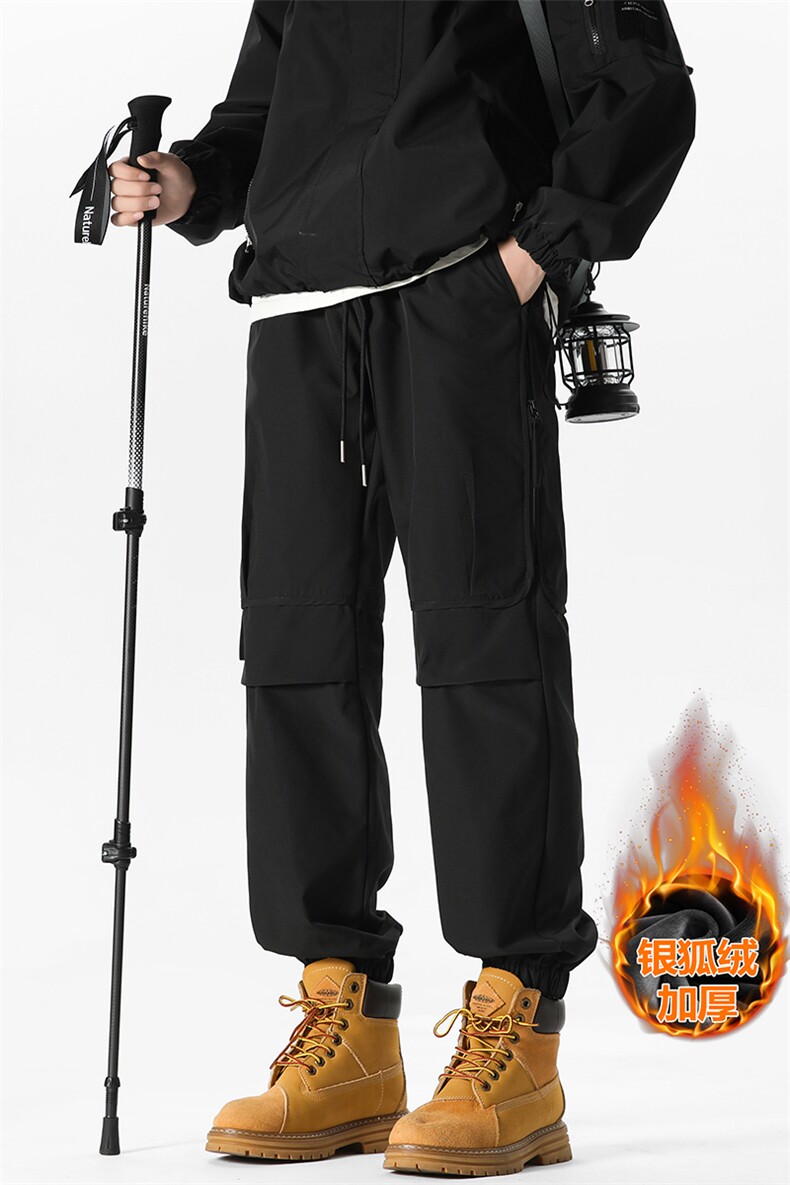 薄款改加绒冬款银狐绒防泼水男大码束脚裤K1690J加绒-特P40控68,男装卫衣,电商A001