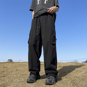 工装裤男款潮牌多口袋直筒阔腿裤子潮流复古宽松休闲裤男D260/P45图片
