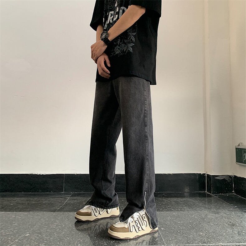美式黄泥水洗拉链牛仔裤高街头复古百搭休闲长裤N08833-P45,男装牛仔裤,星座308B-1
