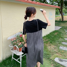 新款现货主推扎染假二件连衣裙9851-P115-K168，女装连衣裙，2C129