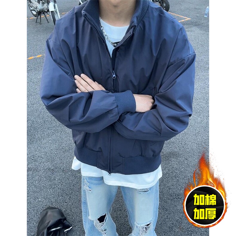 现货冬季美拉德立领飞行夹克廓形高街棒球服加棉加厚棉衣外套,男装夹克,电商A486-1