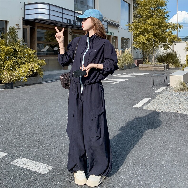 韩系休闲工装套装女2025早秋新款酷飒拽姐外套背心阔腿裤三件套,女装套装/套裙,2C218