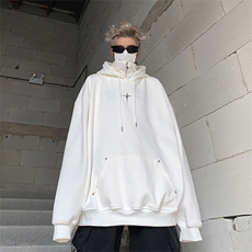 美式潮牌高街vibe机能外套高领连帽衫卫衣秋冬男女宽松Y7766-p48，男装卫衣，星座1008