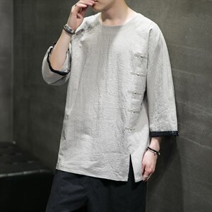 2025夏季风男装棉麻短袖t恤男复古大码QT6008-1/T063-P60图片
