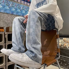 NZ003渐变棋盘格牛仔裤蓝色黑色，男装牛仔裤，星座218-1（原230）