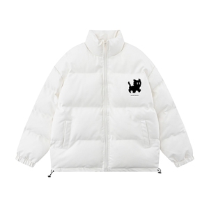 白底新款冬季时尚百搭宽松字母印花棉服外套MY6454P115控158