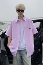B221美式ins港风宽松薄款条纹短袖衬衫SY2556-特P35控59，男装衬衫，电商B221