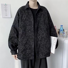 丝绸缎面衬衫男士长袖春秋浮雕压花潮流宽松纯色衬衣潮C43-P40，男装衬衫，星座1116A-1（原606A）