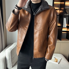 抖音新款皮衣男店主风加绒加厚服羊羔绒男装衣PY0918-P100，男装皮衣，星座1207-1