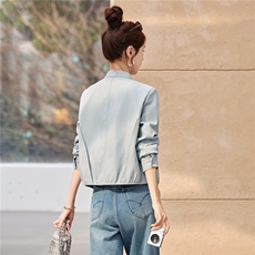 2026年春新款复古立领蛋白皮拉链短皮衣外套，女装皮衣，瑶迪依秀