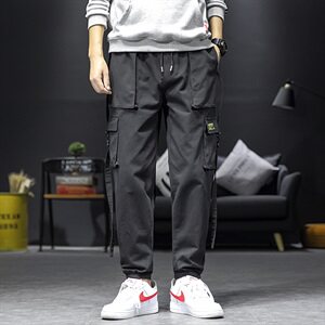 2021春季新款休闲工装裤宽松港风大码束脚裤哈伦九分裤K822-P55图片