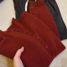 羊毛衫女极简风高领针织开衫女秋冬宽松大码毛衣外套短款上衣，女装针织衫/毛衣，暖姿羊绒