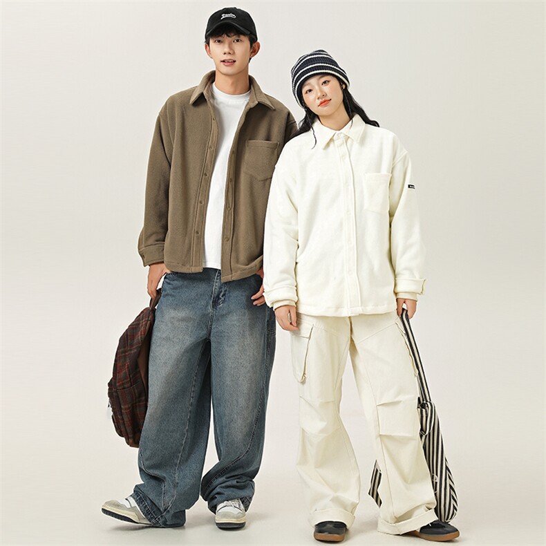2025冬季新款男日系潮牌纯色加厚长袖衬衫宽松外套衬衣CS306-F79,男装衬衫,电商A101（原外27）