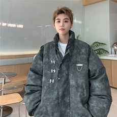 港风立领PU皮复古做旧面料金属飞机扣设计棉衣男MY77726P148控198，男装棉衣，星座227-7