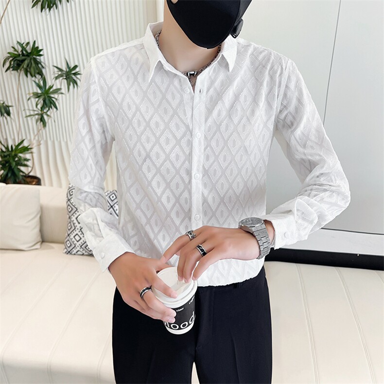 秋季新款男士纯色长袖衬衫男韩版修身痞帅上衣301A-1/H512/P58,男装衬衫,星座301A-1