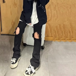 1506A/G77140/P41美式街头水洗做旧破洞牛仔裤图片