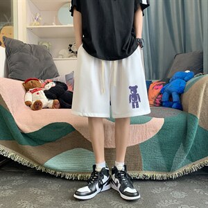 HD74242-P22 华夫格短裤男大码宽松五分裤男直筒中裤图片