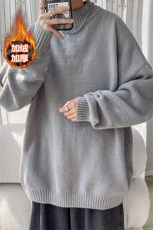 冬款潮流舒适oversize加绒加厚打底衫男毛衣针织衫MY103J加绒-P60，男装针织衫/毛衣，电商A001