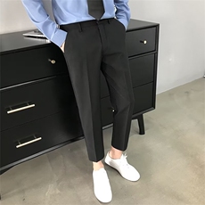 垂感西装裤男士休闲长裤修身直筒九分小脚裤韩版抗皱西裤免烫K13，男装休闲裤，星座1116A-2（原606A-1）