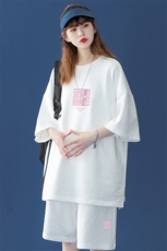 中性2023夏季简约ins圆领宽松短袖运动风T恤套装TZ40P50控68，男装休闲套装，A247A