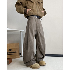 2026秋季新款美式高街褶皱宽松弯刀休闲裤B315-K25602-p65控88，男装休闲裤，电商B315