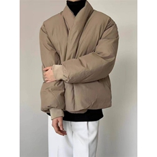 现货MH02-P125设计感无领棉服简约纯色保暖棉衣加厚外套男，男装棉衣，星座1501-3