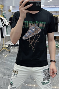 新款时尚高端精品欧货夏季男T恤短袖潮流抖音A227B-A-719-P48图片