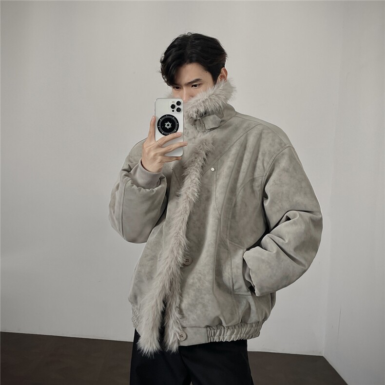 现货皮质座山雕棉服美式翻领毛毛重磅情侣外套A170-M915-TP112,男装棉衣,电商A170