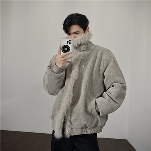 现货皮质座山雕棉服美式翻领毛毛重磅情侣外套A170-M915-TP112图片