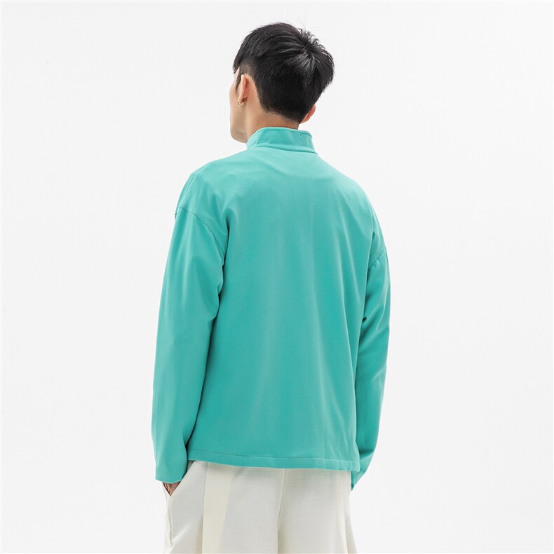 秋冬大码风针织加厚夹克外套立领盘扣情侣中性唐装JK20/P135,男装夹克,钱塘713