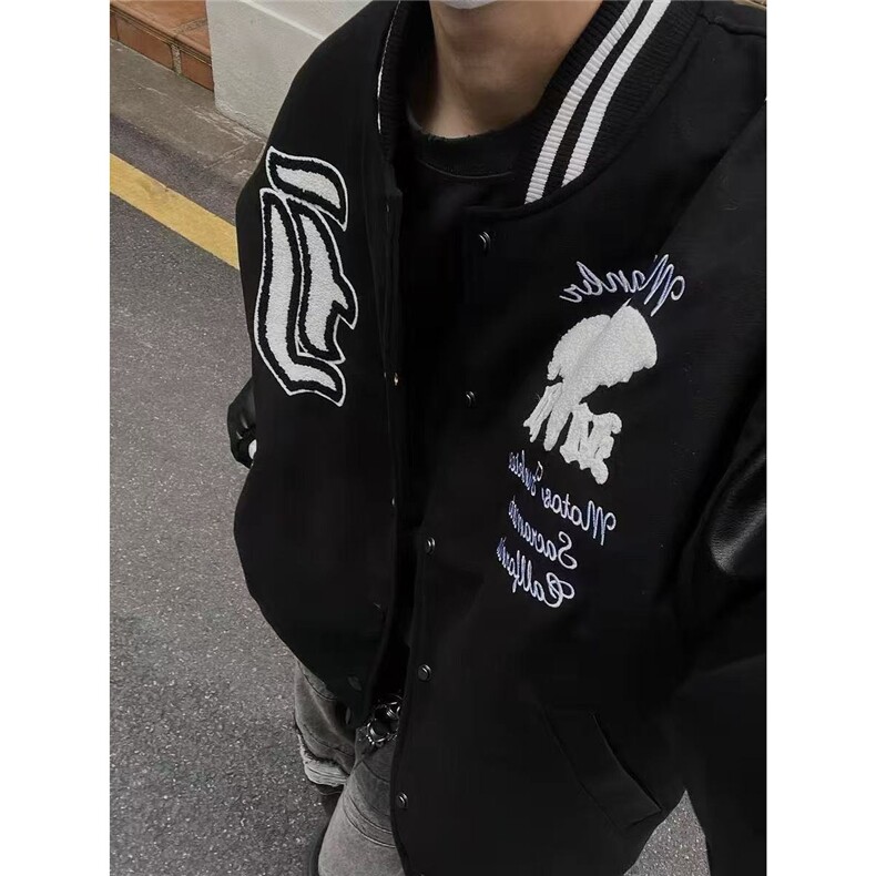 新款美式春秋复古街头棒球服男女同款情侣款潮牌夹克宽松潮外套,男装夹克,星座506A