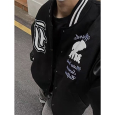新款美式春秋复古街头棒球服男女同款情侣款潮牌夹克宽松潮外套，男装夹克，星座506A