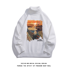 白底新款秋季时尚百搭宽松字母印花加绒加厚毛衣M949P50控68，男装针织衫/毛衣，电商A247-1
