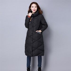 加厚 长袖 排扣 纯色 棉衣/棉服 简约 百搭 甜美 直筒 长款 2020年冬季图片