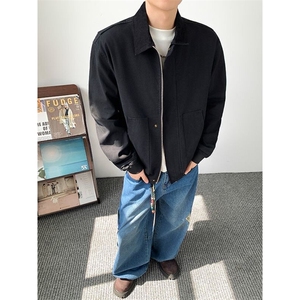 美式翻领帆布夹克外套男宽松工装棒球服宽松休闲上衣JK023-P90图片