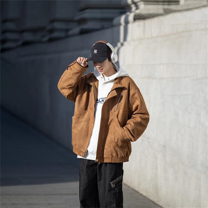 胖胖哥美拉德飞行夹克男款秋季大码高街潮牌外套复古vibe上衣男款，男装夹克，星座1209-2