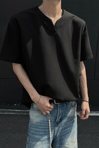 特批250克男装夏季新款大码宽松短袖T恤夏装V领打底衫S399P20图片