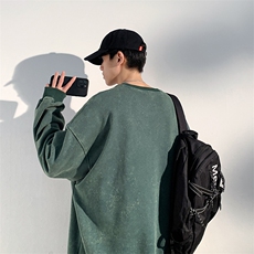 库存2万+抖音品质大码水洗做旧套头圆领卫衣男23XW99281-特批40，男装卫衣，电商A042