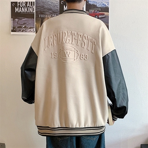 港风秋季龙凤呢棒球服百搭休闲宽松夹克外套男XZ214-8 JK800 P65图片
