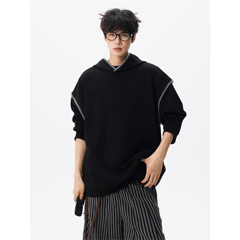 WY10155-特P48控88新款连帽贝壳绣花麦穗提花大码男宽松情侣卫衣,男装卫衣,电商A059