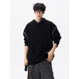 WY10155-特P48 控88新款连帽贝壳绣花麦穗提花大码男宽松情侣卫衣图片