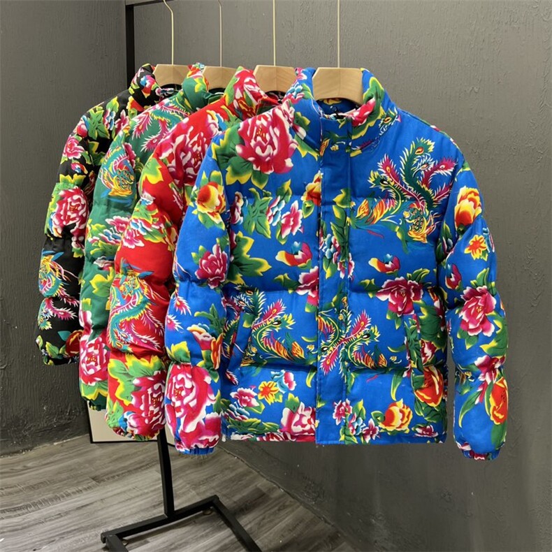 东北大花棉袄子男女款冬季潮流棉衣网红面包服复古潮棉服厚外套,男装棉衣,星座1511