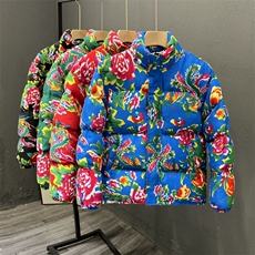 东北大花棉袄子男女款冬季潮流棉衣网红面包服复古潮棉服厚外套，男装棉衣，星座1511
