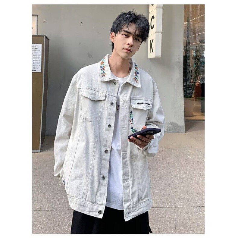 D218-P70潮牌春季新款潮高街刺绣花鸟翻领夹克外套男女INS男装,男装夹克,星座603-2