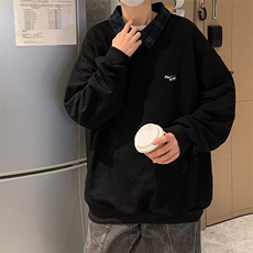 秋季假两件气质潮翻领潮流日系休闲男新款卫衣青春流行Y018P40，男装卫衣，星座1116-2