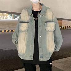 美式高街牛仔外套男休闲时尚春秋港风宽松水洗工装夹克男JK2115，男装夹克，星座1116A-1（原606A）
