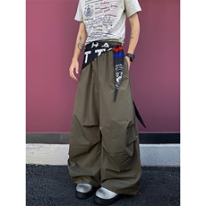 8XL-M美式复古撞色屁帘工装伞兵裤男褶皱设计感宽松阔腿裤P68，男装工装外套，电商D206-1
