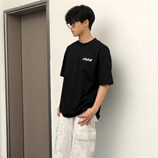 万针全刺绣工艺抖音得物高品质260克重磅纯棉双纱美式高街短袖T恤，男装T恤，电商A486