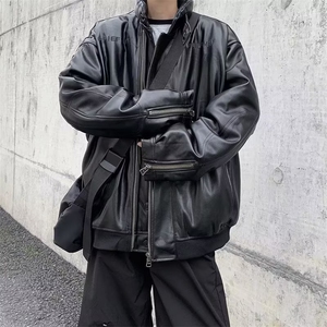A956-P95 秋冬季潮牌百搭皮衣外套男士皮夹克机车服防风夹克上衣图片